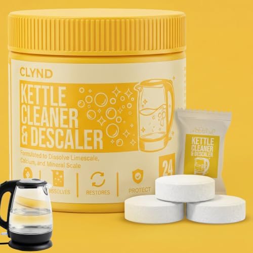 Electric Kettle Descaler Cleaner Tablets, 24-Pack Water Distiller Cleaner, Hard Water Limescale Remover, Dual Sulfamic and Citric Acid For Cleaning Coffee Machine, Ice Maker, Tea Maker by CLYND