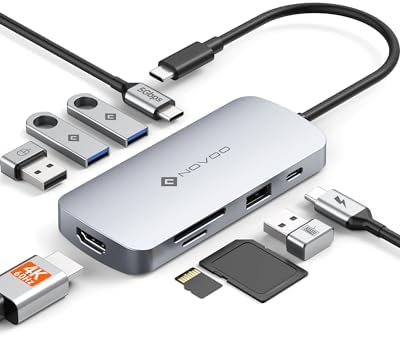 USB C Hub, 9 in 1 USB C Multiport Adapter with 4K@60Hz HDMI, 5 USB Ports, 100W PD, SD/TF USB C Adapter, USB C to HDMI Adapter, USB C Dock for MacBook Pro/Air, HP, DELL, Lenovo, ASUS Laptops NOVOO by NOVOO-ForYourHomeOffice