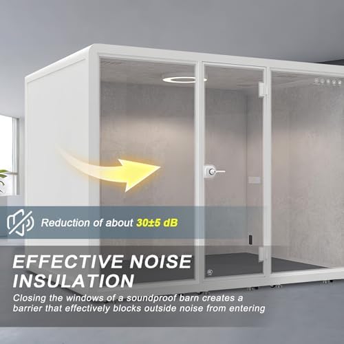 White Office Pod Booth 118IN (White Simple Appearance Design)(Reduce Noise by 25-35 Decibels)(Silent Fresh Air System) Soundproof Booth with Lighting,Universal Wheel for Meeting - Image 3