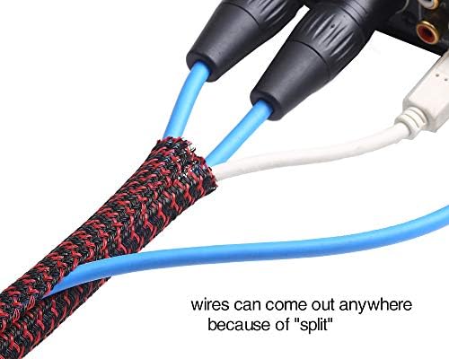 Alex Tech 10ft - 1 inch Cord Protector Wire Loom Tubing Cable Sleeve Split Sleeving For USB Cable Power Cord Audio Video Cable – Protect Cat From Chewing Cords - Blackred - Image 3