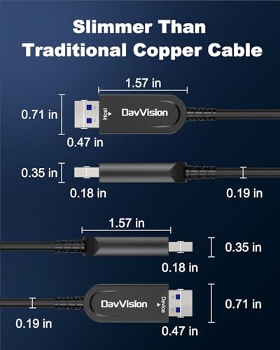 USB A to USB A Cable 50 FT, Fiber Optic USB Cable Male to Male 10Gbps(No Power), Long-Distance USB Host-Device Connection for KVM Extension,Embedded Control Systems,Remote Device Management - Image 6