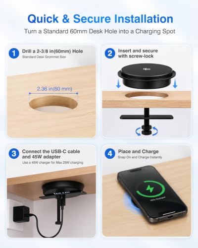 Qi2.2 25W Magnetic Wireless Charger for MagSafe, Recessed Charging Pad - Image 3