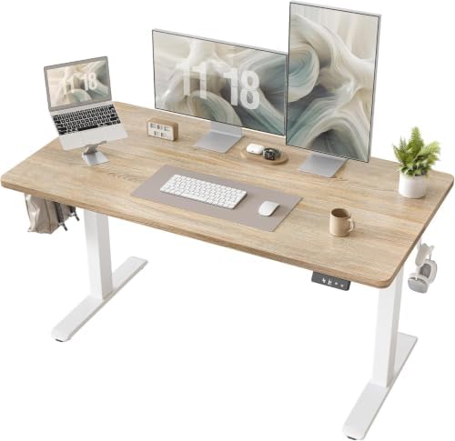 TIQLAB 48 X 24 Inch Height Adjustable Electric Standing Desk, Maple by TIQLAB
