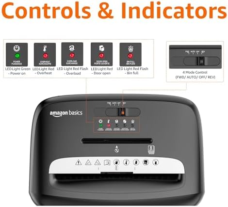 Amazon Basics High Security Micro Cut Paper Shredder, 8 Sheet Capacity, CD and Credit Card Shredder with Pull Out Bin, Black - Image 4