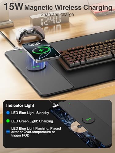 Magnetic Wireless Charging Mouse Pad, 31.5"x15.8" Large Desk Mat - Image 2