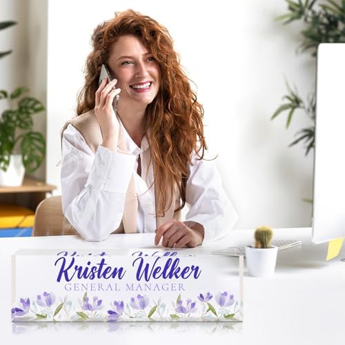 Custom Office Name Plate for Desk - Desk Name Plate Personalized Gifts for Coworkers, Boss, Employees, Teacher, Nurse - Office Desk Decor for Women Men - Employee Appreciation Gifts (Purple Violet) - Image 3