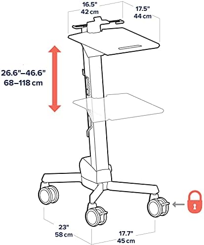 Ergotron – Neo-Flex Rolling Laptop Cart, Mobile Standing Desk Workstation – Laptop, Grey - Image 3
