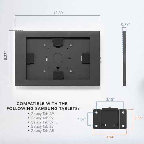 Mount-It! Lockable Tablet Wall Mount for Samsung, Flush Low-Profile, Black - Image 3