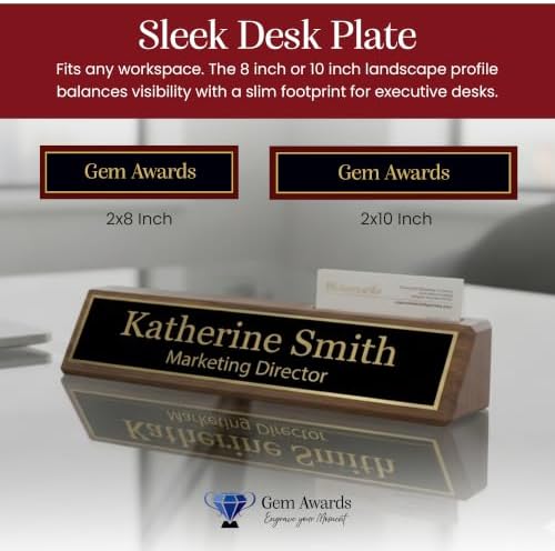 Gem Awards Custom Name Plate for Desk, Red Piano Insert, 2x8 Inch - Image 3