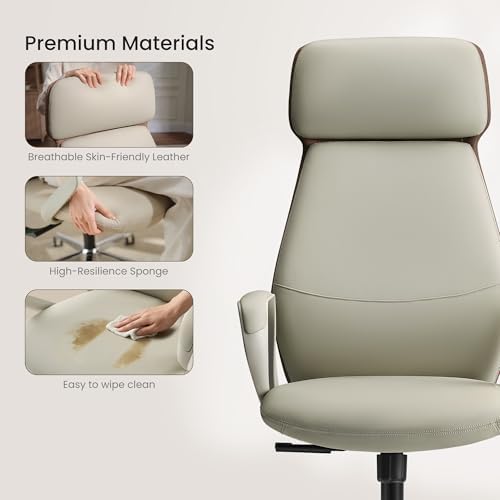 EUREKA ERGONOMIC Aric Executive Office Chair, High Back PU Leather Desk Chair with Lumbar Support, Professional Modern Home Office Chair with Large Headrest & 3-Position Recline(Pack of 3, Beige) - Image 5