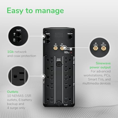 APC BR1500MS2 Pure Sine Wave UPS Battery Backup & Surge Protector - Image 3