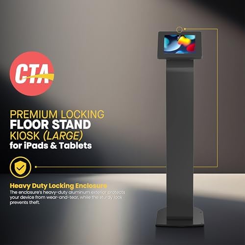 Locking Floor Stand – CTA Premium Locking Support Base Kiosk with Steel Body and Heavy-Duty Locking Enclosure with Keys for iPad Pro 13-inch (M4), iPad Pro 12.9-inch, iPad Air 13-Inch (M3 / M2) - Image 2