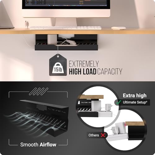 Under Desk Cable Management Tray no Drill – Wire Management - Cord Organizer – Huge Load Capacity – Under Desk Cable Tray no Drill (Black, 1 piece Set) - Image 4