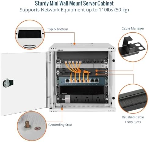 Tecmojo 6U 10 inch Rack, Wall Mount Network Cabinet Set,12.3W x 13D x 11.8H- Load Capacity 110Lbs(50 kg),White 10" Wall Housing Server Rack Set - Image 4