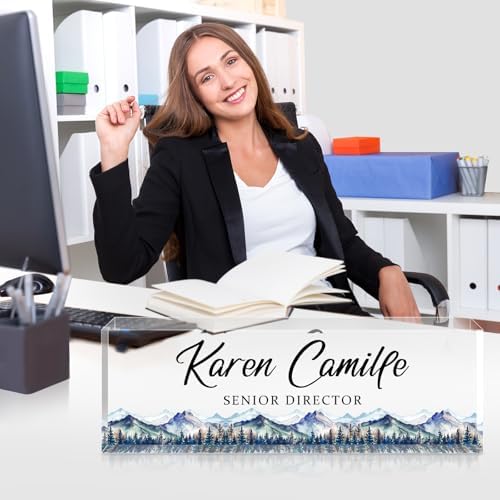 Custom Office Name Plate for Desk - Name Plate Personalized Gifts for Coworkers, Boss, Teacher, Social Worker - Acrylic Office Desk Decor for Women Men - Employee Appreciation Gifts (blue grey) - Image 6