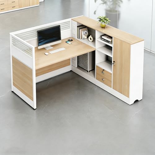 Modern Office Cubicle Workstation Desk with Tempered Glass Privacy Panels, USB Charging Hub & Cable Management,Multi-Person Modular Computer Desk for Commercial Office (B-Right, One Person) by Unknown