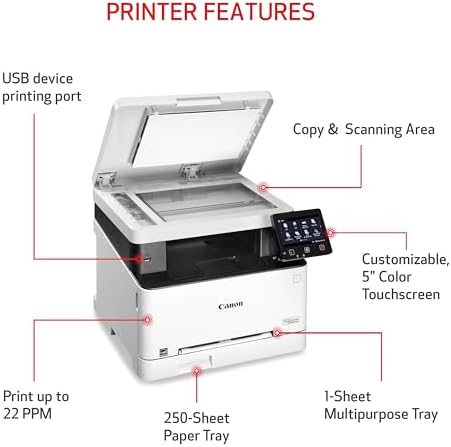 Canon Color imageCLASS MF652Cw - Wireless Laser Printer, Multifunction with Scanner, Copier, Mobile Ready, 3 Year Limited Warranty, 22 PPM Color, White - Image 2