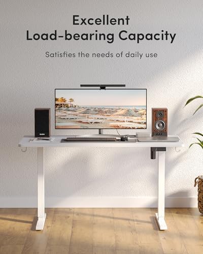 DESINO Standing Desk, 40 × 24 Inches Electric Height Adjustable, Sit and Stand Up, Computer Office Desk with Splice Board, White Frame/White TOP - Image 6