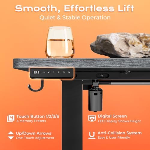 PRAISUN 55.1'' L Standing Desk with Outlets, Cabinet with Shelves, Drawers - Image 7