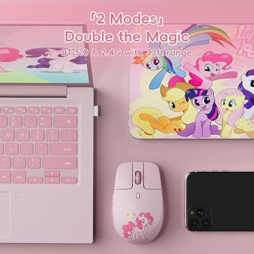 My Little Pony Silent Wireless Mouse - M03 Innovative Floating Button Design, Quiet Clicks, 3 Adjustable DPI (800/1600/3200), Dual-Mode (2.4GHz/Bluetooth), Ergonomic for Mac/Windows (Pink) - Image 7
