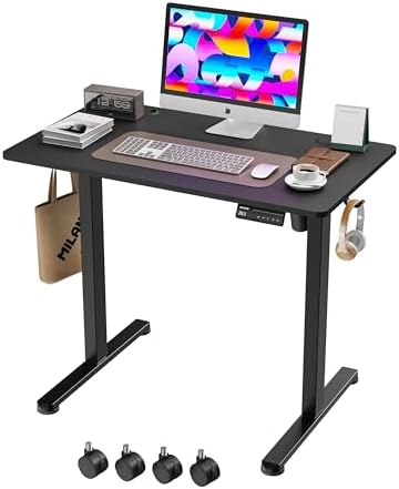 Monomi 35"x20" Small Electric Standing Desk,Whole Piece Desktop,Black by MONOMI