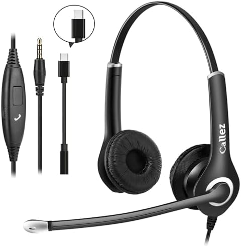 Callez Computer Headset, 3.5mm Cell Phone Headset with Mic Noise Cancelling by Callez