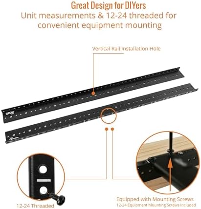 Tecmojo 14U Vertical Rack Rail Pair Kit DIY Rack Rails Kit, 12-24 Screws Included to Mount Equipment 2U-20U - Image 4