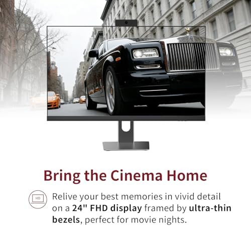 24" Full HD All-in-One Desktop Computer, i5 CPU , 8GB RAM, 256GB SSD, 1920x1080 Display, Privacy Protection Webcam, WiFi 6 + BT 5.3, Win11 Home, Black (i5 CPU+256GB+8GB RAM) - Image 4