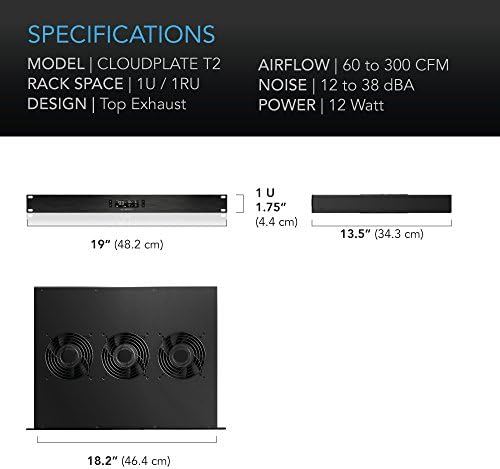 AC Infinity CLOUDPLATE T2, Rack Mount Fan 1U, Top Exhaust Airflow - Image 6
