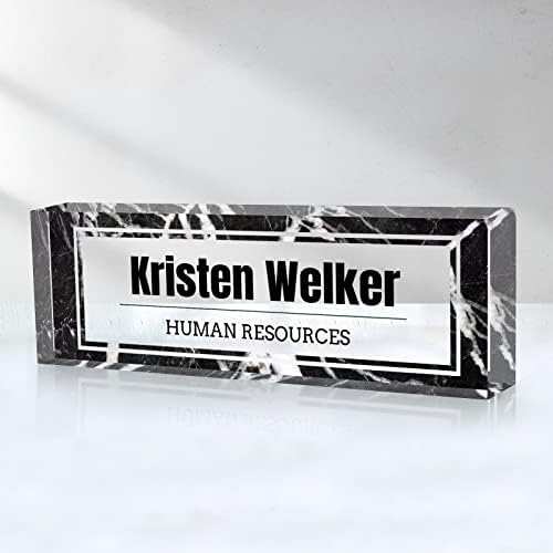 Custom Name Plate for Desk, Desk Name Plate Personalized, Office Decor for Women Men, Acrylic Desktop Accessories, Office Gifts for Coworkers Boss Teacher, Employee Appreciation Gifts (Black Marble) by SalaGraphics
