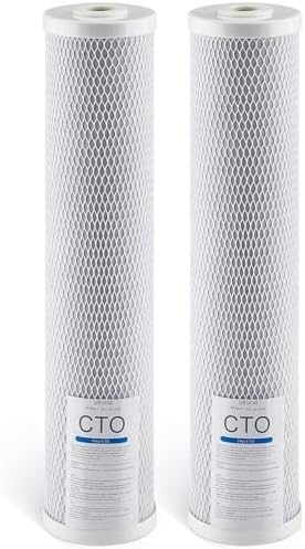 VEVOR CTO Whole House Water Filter, 20 x 4.5 Inch Universal Fit, Activated Carbon Block Cartridge Replacement, 5 Micron Coconut Shell Charcoal Filters, Reduces Chlorine, Taste & Odor, 2 Pack by VEVOR