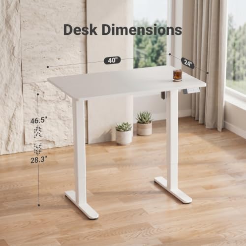Claiks Electric Standing Desk 40x24 Inch Adjustable Desk, White - Image 3