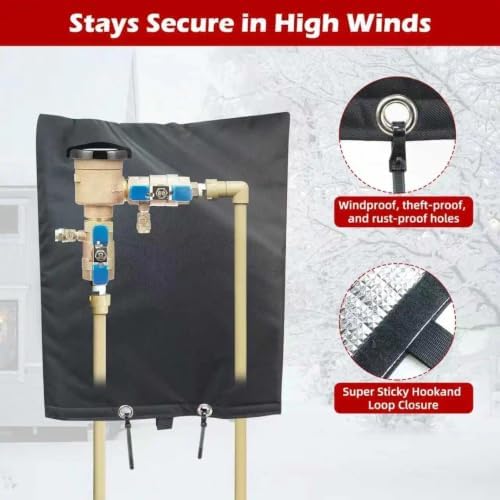 Backflow Preventer Cover, Pipe Freeze Insulation, 16" Wx20 H, Black - Image 5