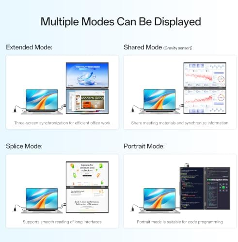 InnoView Portable Dual Monitor 15.6" 1920x1080 Dual Stacked Foldable Monitor | 315° Screen Adjustment | USB-C/HDMI Second Monitor for Laptop, Mac, Windows - Image 6