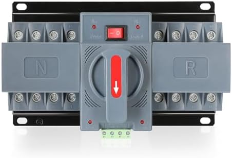 6-63amp AC110V Automatic/Manual Transfer Switch 4P 50/60Hz, 4POLE 63A ATS Auto Changeover Dual Power Switch for Generator, CE Certified ATS Solar Back Up Power Auto Selector Overvoltage, Undervoltage by IGEYAPA