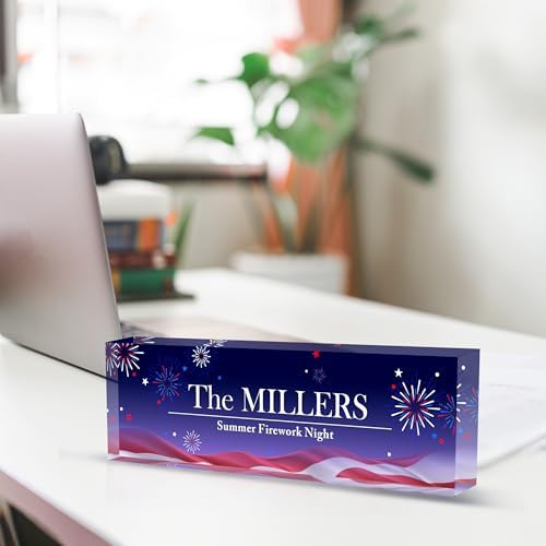 Desk Name Plate Personalized, Acrylic Name Plate for Desk, Summer Office Desk Accessories, Americana Decor for Home Office Desk, Personalized Office Gifts for Coworkers Employees - Image 3