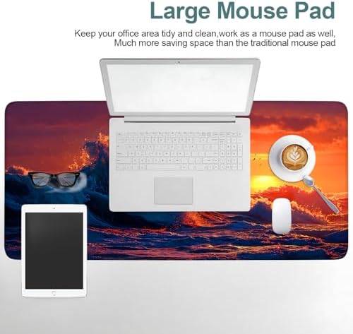 Sunset Waves Gaming Mouse Pad 35.4"x15.7" Large Extended Pad Desk Mat Anti-Slip Rubber Base & Durable Stitched Edges for Gamers Smooth Mouse Pad Writing Surface for Desk Office/Home - Image 7