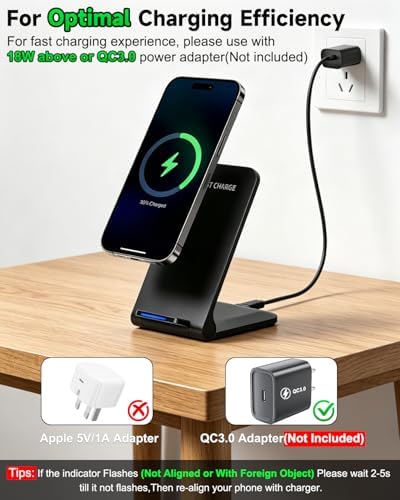 Wireless Charger Stand, Foldable, 15W Fast Wireless Charging Station Compatible with iPhone 17 16 15 14 13 12 Pro Max, Phone Charger Dock for Samsung Galaxy S26 S26+ S25 S24 S23 S22 Note 20 & Android - Image 4