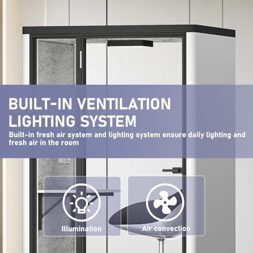 Office Sound Booth with Audio Privacy - Modern Soundproof Booth Includes Silver Aluminum Alloy Frame,Simple Soundproof Room with Light, Socket,Table for Study,Office (55.11IN) - Image 5