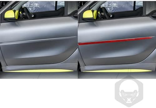 Real Soft Red Carbon Fiber Car Outer Door Panel Anti-Scratch Strip Cover Trim Sticker Auto Exterior Decoration Accessories Compatible with Benz Smart 2016 2017 2018 2019 2020 2021 - Image 4