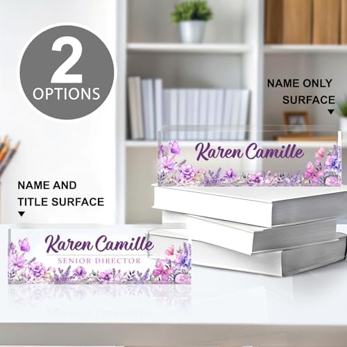 Custom Office Name Plate for Desk - Name Plate Personalized Gifts for Coworkers, Boss, Teacher, Social Worker - Acrylic Office Desk Decor for Women Men - Employee Appreciation Gifts (pink purple) - Image 4