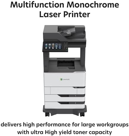 Lexmark MX826ade Monochrome Laser,Integrated Duplex (2-Sided Printing),10-inch Color Touch Screen, Energy Star, Recommended Monthly Page Volume: 5000-100000 Pages, Print Speed: Up to 70 ppm(25B0610) - Image 2