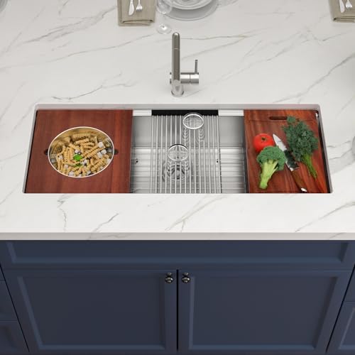 45x19 Undemrount Workstation Kitchen Sink with Mixng Bowl - Image 2
