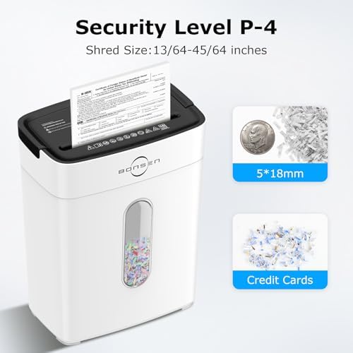 Bonsen 10-Sheet Cross Cut Paper Shredder for Home Office Heavy Duty, White - Image 3