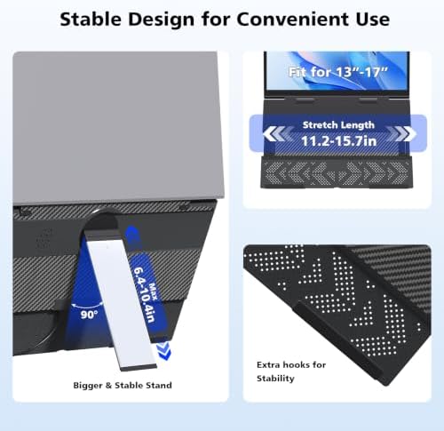 Laptop Screen Extender Monitor Portable, 15.6“ FHD 1080P Eye Care & Neck-Friendly Travel Monitor for Laptop， Vertical Screen Extender Plug & Play for Windows/Mac/Android/Gaming, fits 13-17" Laptops - Image 4