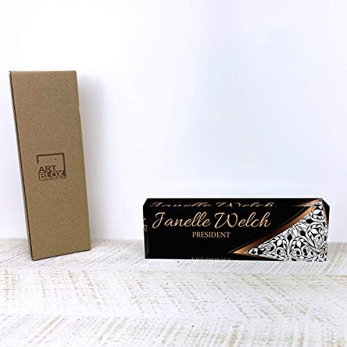 Artblox Office Desk Name Plate Personalized | Custom Name Plates for Desks | Abstract Flower Design On Clear Acrylic Glass | Office Desk Decor - (8" x 2.5") - Image 5