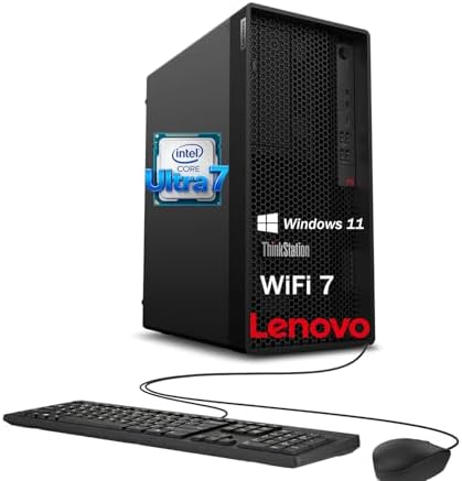 Lenovo ThinkStation P2 Tower Desktop Computer | Intel Core Ultra 7 265k (20 Cores, Up to 5.5GHz) | 64GB DDR5 RAM, 2TB SSD | AI NPU for CAD & Design | WiFi 7, Bluetooth 5.4 | Wired KB & Mouse by LENOVO