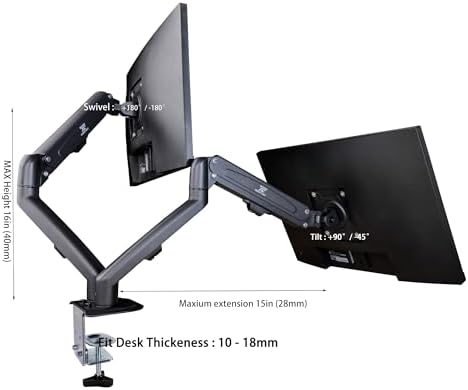 ASUS TUF Gaming 27" FHD IPS Monitor with 1ms Response Time, Built-in Speakers, Anti-Glare, Flicker Free, AMD FreeSync, 180Hz, Displayport, HDMI, Black (VG279Q3R) 2Pack w/DKZ Hub & ErgoFlexy Dual Mount - Image 2