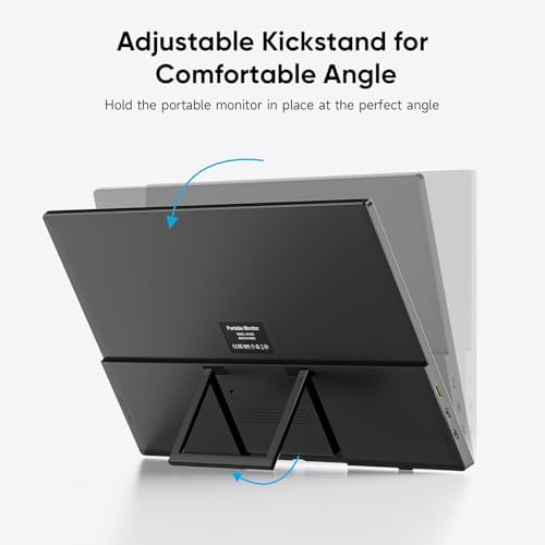 Dopesplay 15.6" Travel Portable Monitor with Kickstand & Sleeve, Black - Image 7