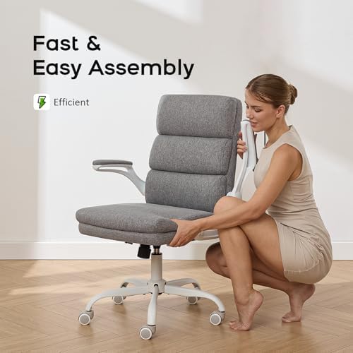 amseatec Home Office Desk Chair, Fabric Flip-Up Armrests Comfy Task Chair - Image 6